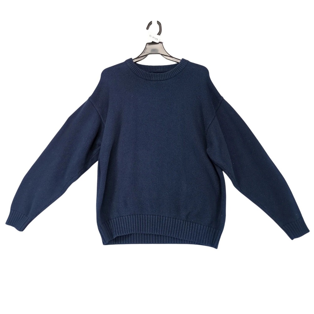 Vintage 90s Eddie Bauer Navy Heavyweight Crewneck Sweater Mens L Cotton Gorpcore